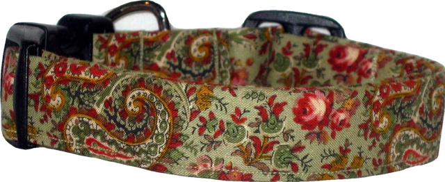 Sage Paisley Handmade Dog Collar